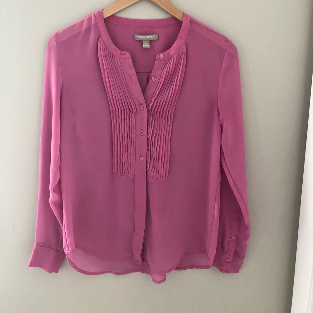 Banana Republic sheer pink blouse